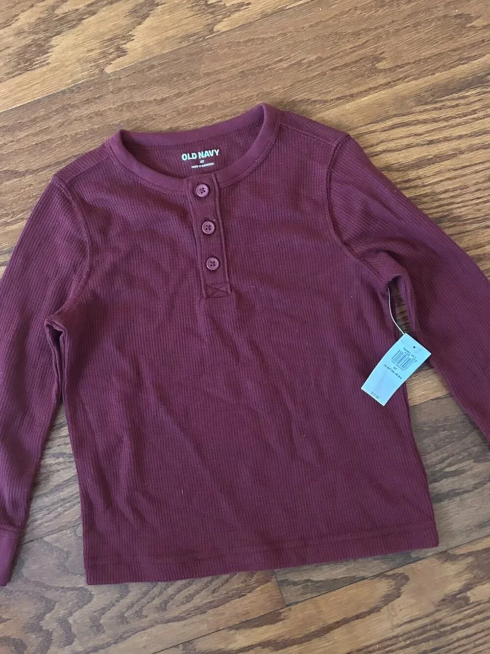 NWT Old Navy Long-Sleeve Thermal Knit Henley T-Shirt Toddler Boys Size 4T New